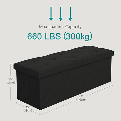 VECELO 43'' Folding Storage Ottoman Bench, Storage Chest, Linen Fabric Foot - Image 3