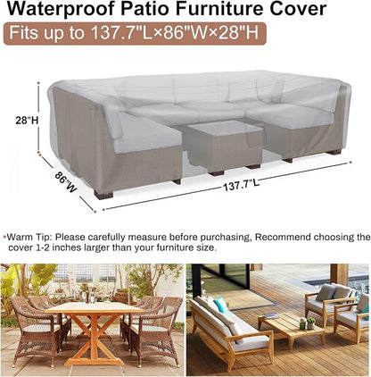Patio Furniture Set Cover Waterproof, Mrrihand Outdoor Sectional Sofa Set Cover - Image 2
