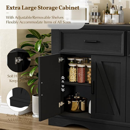 56" Large Wooden Buffet Cabinet - Image 6