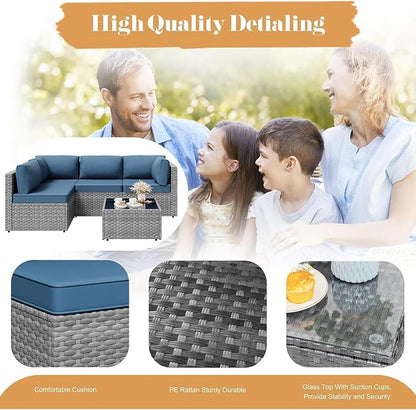 JAMFLY 5-Piece Patio Furniture Set, All-Weather Wicker Outdoor Sectional Sofa - Image 5