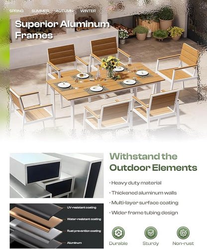 Outdoor Dining Set for 6, Patio Table and Chairs Set - Image 4