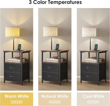Fixwal Bedside Table with 3 Color Temperature Reading Light, Nightstand with - Image 5