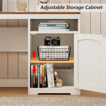YOMILUVE 63" Farmhouse L Shaped Executive Desk - Image 6