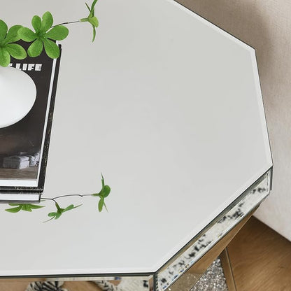 Drum End Table with Mirror Crystal, Modern Design Luxury Furniture, 20 inch - Image 6