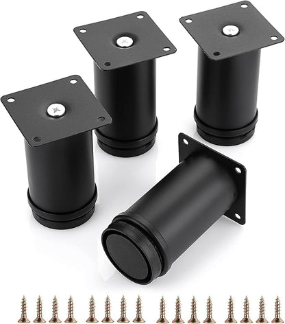 OwnMy 4PCS 4 Inch Furniture Legs Feets Metal Cabinet Legs, Adjustable Round by OwnMy