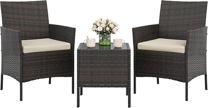 GAOMON 3-Piece Patio Furniture Set, Modern PE Rattan Conversation Set by GAOMON