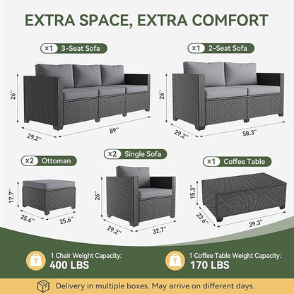 Aoxun 10 Piece Outdoor Patio Furniture Set 9 Seats, Outdoor Sectional - Image 8