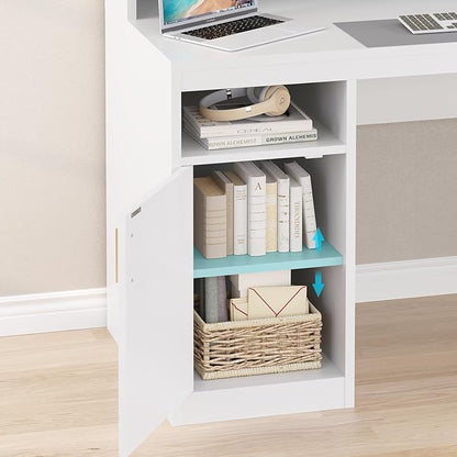 YOMILUVE Computer Desk with 3 Drawer & Storage Shelves, Home Office Desk with - Image 6