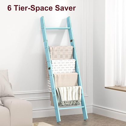 Honest Blanket Ladders for The Living Room, 6-Tier Blanket Holder, Wall-Leaning - Image 4