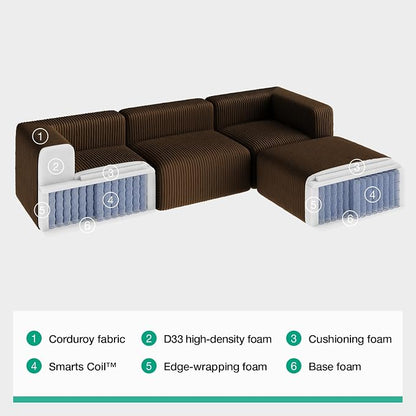 Novilla 141" Modular Sectional Sofa, Modern Cloud Sectional Couch - Image 8