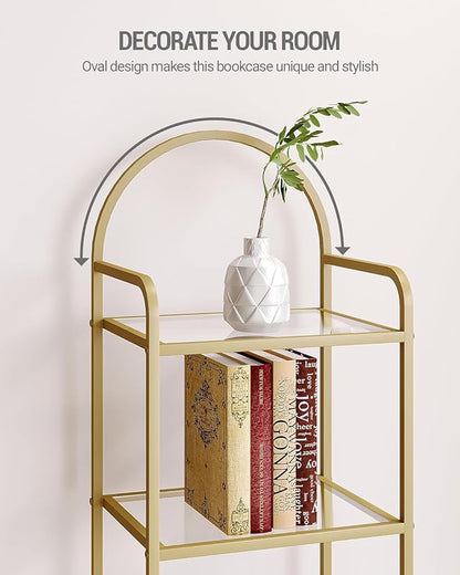 Hzuaneri Bookcase Bookshelf, Tempered Glass Bookshelves, Slim Shelving Unit - Image 4