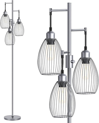 Nintiue Dimmable Floor Lamp, 3 x 800LM LED Edison Bulbs Included, Industrial by Nintiue