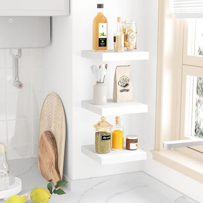 Fixwal 8inch Floating Shelves for Wall, Small White Shelves Wall Mounted Shelf - Image 7