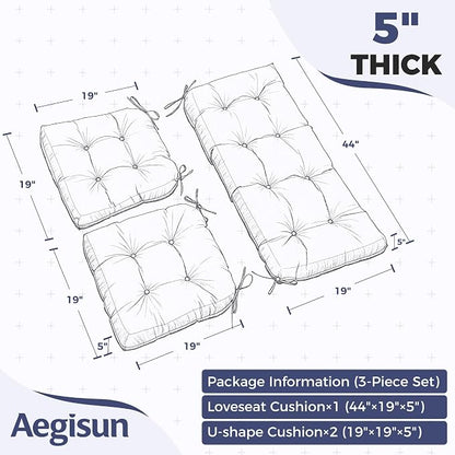Wicker Chair Cushions of 3 Pieces, Waterproof Cushions - Image 2