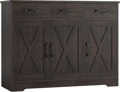 HOSTACK Modern Farmhouse Buffet Sideboard Cabinet, Barn Doors Storage Cabinet - Image 7