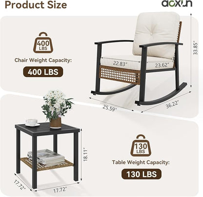 Aoxun 3-Piece Outdoor Rocking Bistro Set, Patio Furniture Set - Image 6