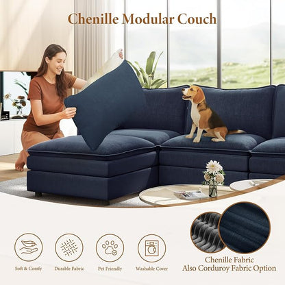 Vesgantti 108" Sectional Sleeper Sofa, 6-Seater Oversized Modular Cloud Couch - Image 6