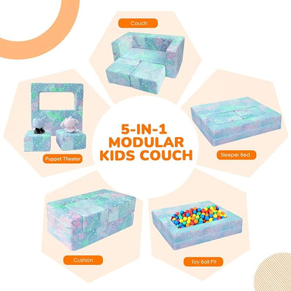 MeMoreCool Kids Sofa Couch, Glow in Dark Couch Sofa, Modular Convertible Kids - Image 4