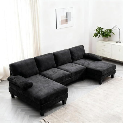 Karl home 111" Sectional Sofa U-Shaped 4-Seat Couch by Karlhome
