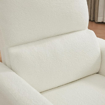 Swivel Rocker Recliner, Oversized Boucle Glider Recliner Nursery, Manual Swivel - Image 7
