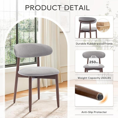 COLAMY Wooden Dining Chairs Set of 6, Modern Fabric Upholstered Dining Room - Image 5
