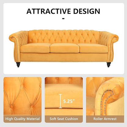 QHITTY 2 Piece Living Room Set, Sectional Chesterfield Sofa Chair Contemporary - Image 4