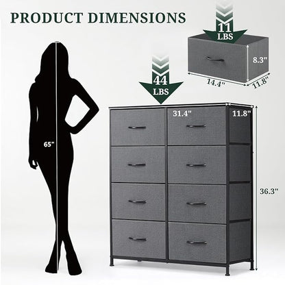 8-Drawer Dresser for Bedroom, Anti-Tip Tall Storage Organizer Chest of Drawers - Image 3