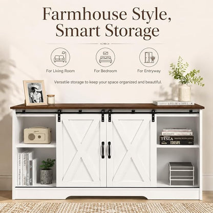 4 EVER WINNER Farmhouse Coffee Bar Cabinet, Kitchen Storage Cabinet, Coffee - Image 3
