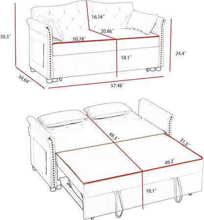 Auvsoce 57'' Convertible Sleeper Sofa Bed - Image 2