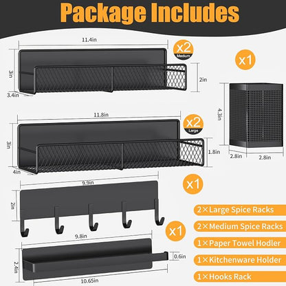 DTUQYX Magnetic Spice Rack for Refrigerator, 7 Pack Metal Shelf Black, Moveable - Image 2