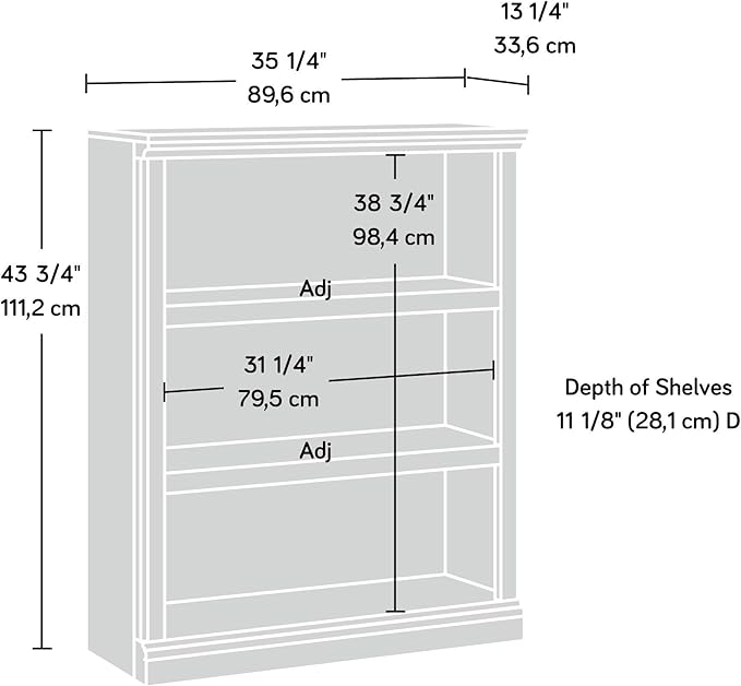 Sauder Miscellaneous Storage 3-Shelf Bookcase/ Book shelf, Jamocha Wood finish - Image 3
