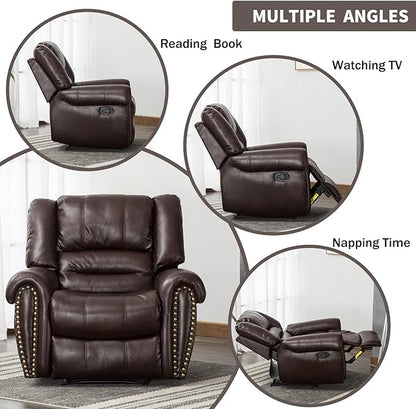 CANMOV Leather Recliner Chair Set of 2, Classic and Traditional Manual Recliner - Image 5