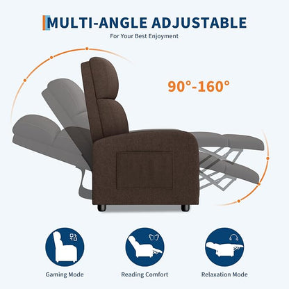 GarveeHome Linen Fabric Manual Recliner Chair, - Image 4