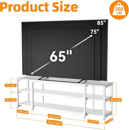 Aquzee White TV Stand for up to 85inch, Entertainment Center for 70 75 80 85" TV - Image 3