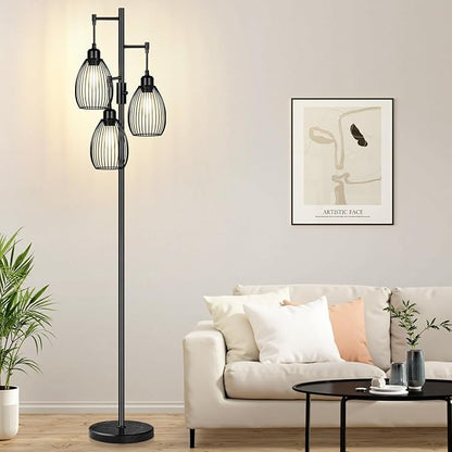 Dimmable Floor Lamp, 3x800LM LED Bulbs Included, Farmhouse Industrial Floor by Nintiue