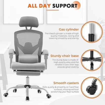 Sweetcrispy Office Computer Desk Chair Set of 2, Ergonomic High-Back Mesh - Image 8