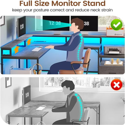 SEDETA L Shaped Desk, Gaming Desk - Image 8