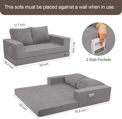 COMAX Convertible Sofa Bed Queen, Folding Fold Out Couch Bed, Floor Futon Couch - Image 2