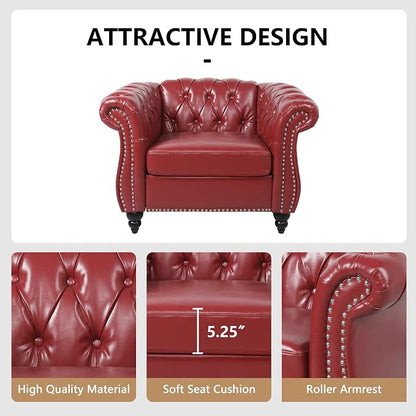 AVZEAR Leather Upholstered Armchair, Single Sofa Chair - Image 3