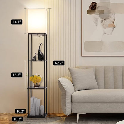 Gupuzm Floor Lamp with Shelves, Modern Square Standing Lamp with 3 Color - Image 7