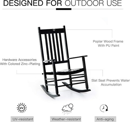 Outsunny Outdoor Rocking Chair, Patio Wooden Rocking Chair - Image 6