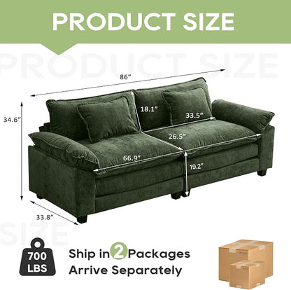 Oprisen 86" Modular Sectional Sofa, Comfy Cloud Couch Sectional Sofa, Chenille - Image 2