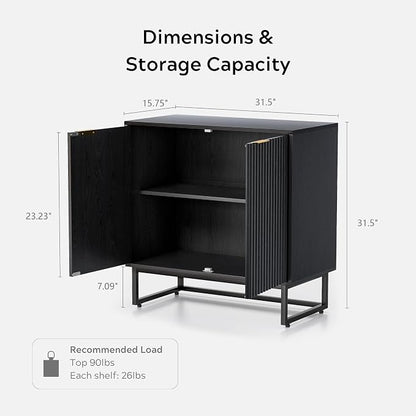 EYYTHUNG Fluted Cabinet with Storage, Sideboard Buffet Cabinet with Adjustable - Image 3