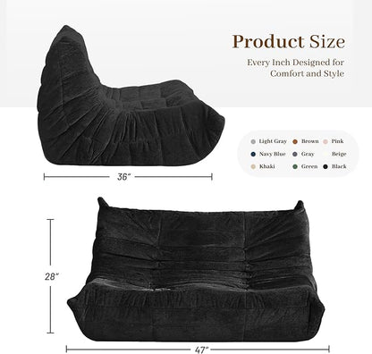 Bean Bag Chair, 2 Seater Lazy Bean Bag Sofa Memory Foam Couch, Giant Bean Bag - Image 3