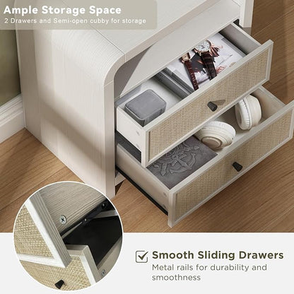 Oak&Sparrow Rattan Nightstand Set of 2, 23.6'' Rattan End Table - Image 6