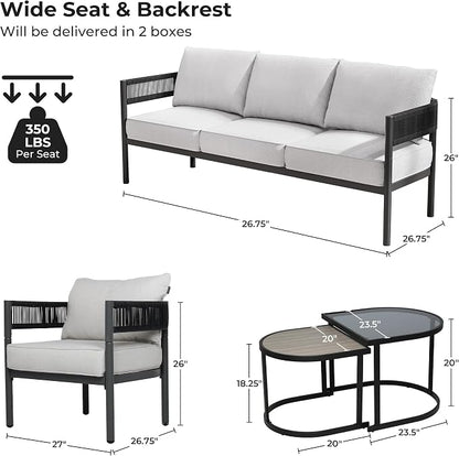 Grand patio 5-Piece Outdoor Furniture Set, 5 Seats Wicker Sofa Conversation Set - Image 2