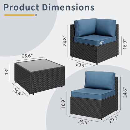 SUNLEI 5pcs Patio Furniture Sets Conversation Set, Low Back All-Weather Rattan - Image 2