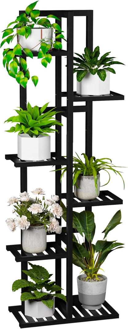 ROMGUAR CRAFT 6 Tier Bamboo Plant Stand Indoor, Wood Tall Flower Holder Corner by ROMGUAR+CRAFT