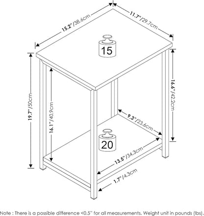 Furinno Simplistic Metal Frame End Table, French Oak - Image 3