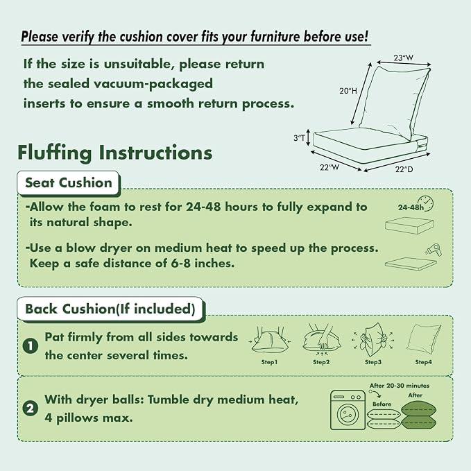MIULEE Black Outdoor Seat Cushion 22x22 Inch Waterproof & 3 Year Fade Resistant - Image 8